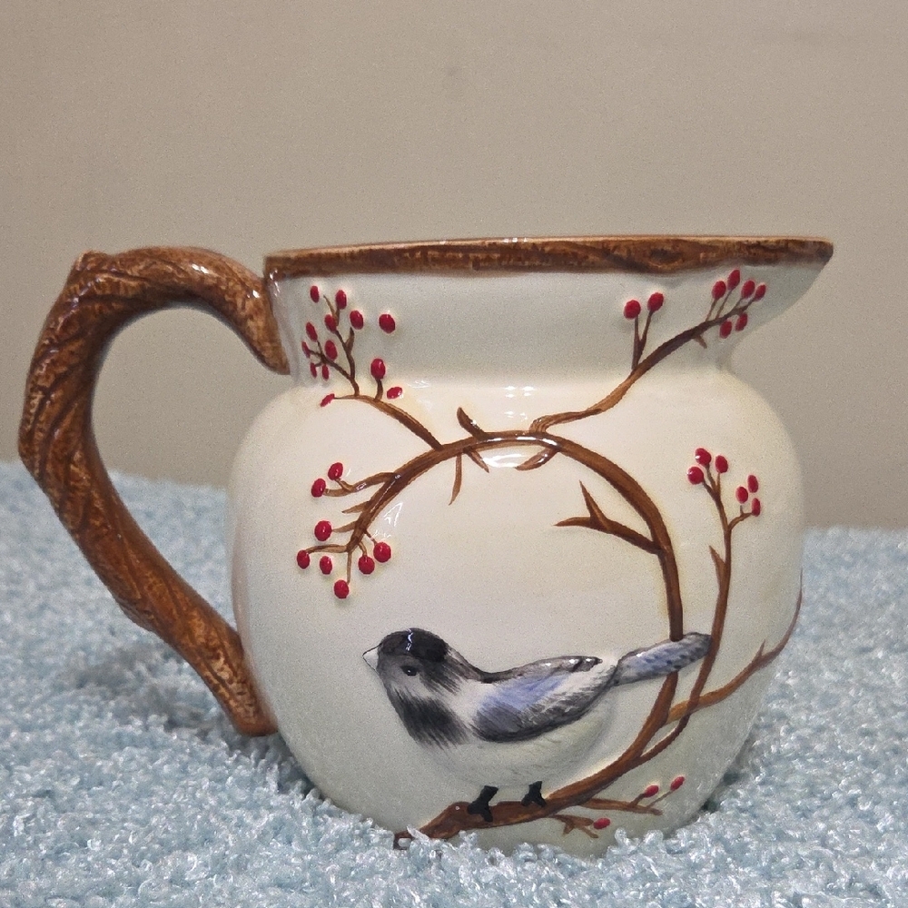 Charming Cream and Brown Bird Art Mug